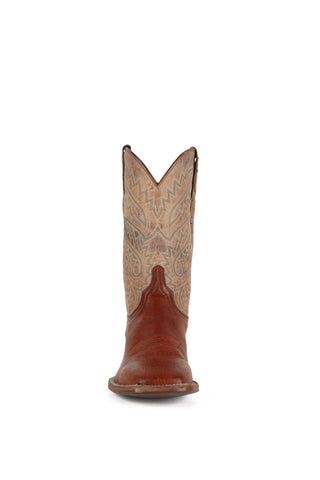 Cedar Smooth Ostrich - Square Toe - Brandy