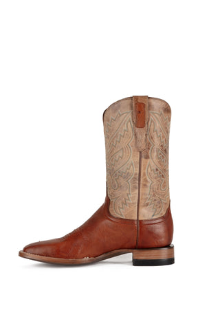 Cedar Smooth Ostrich - Square Toe - Brandy