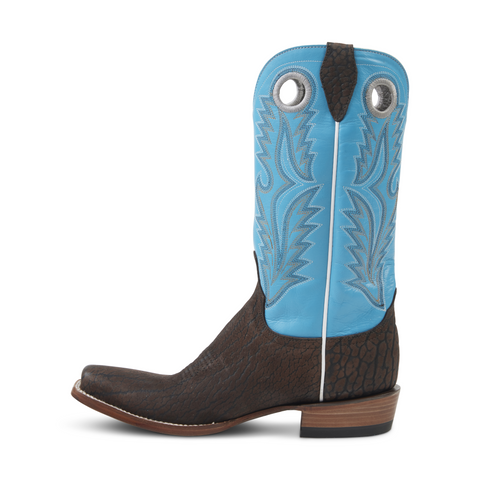 Joaquin (Rubber Sole) - Cutter Toe - Chocolate & Blue