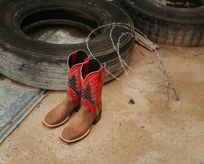 Doc - Square Toe - Chocolate & Red lifestyle 1