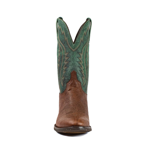 Ranch Boot (Rubber Sole) - Round Toe - Brown & Green