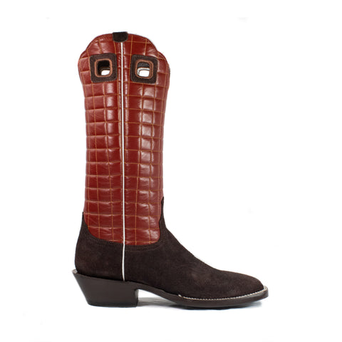 Gus (Butyl Sole) - Square Toe - Chocolate & Red view 1