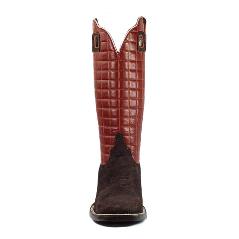 Gus (Butyl Sole) - Square Toe - Chocolate & Red view 4